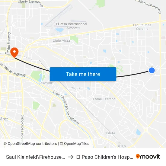 Saul Kleinfeld\Firehouse Dr. to El Paso Children's Hospital map