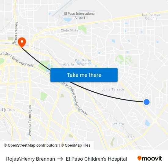 Rojas\Henry Brennan to El Paso Children's Hospital map