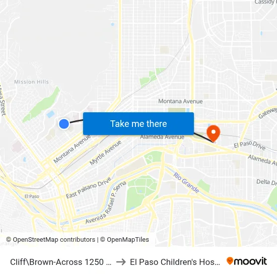 Cliff\Brown-Across 1250 Cliff to El Paso Children's Hospital map
