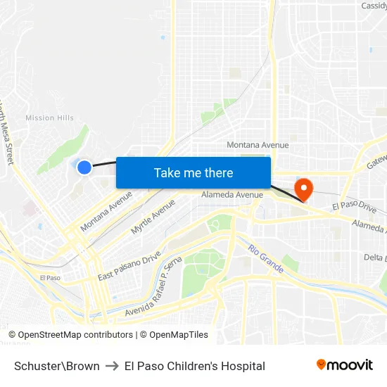 Schuster\Brown to El Paso Children's Hospital map