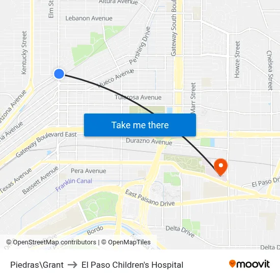 Piedras\Grant to El Paso Children's Hospital map