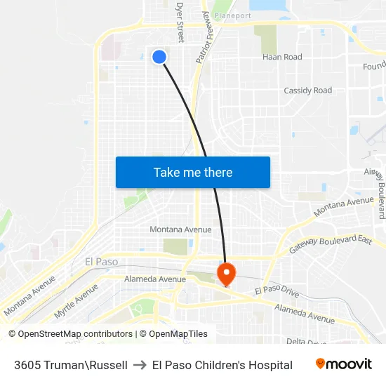 3605 Truman\Russell to El Paso Children's Hospital map