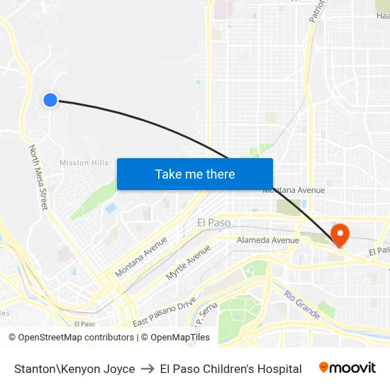 Stanton\Kenyon Joyce to El Paso Children's Hospital map