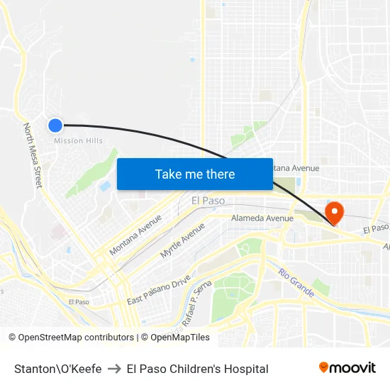 Stanton\O'Keefe to El Paso Children's Hospital map