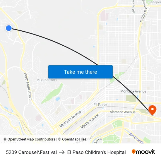 5209 Carousel\Festival to El Paso Children's Hospital map