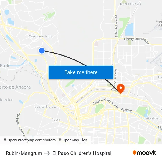 Rubin\Mangrum to El Paso Children's Hospital map