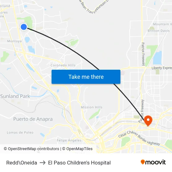 Redd\Oneida to El Paso Children's Hospital map