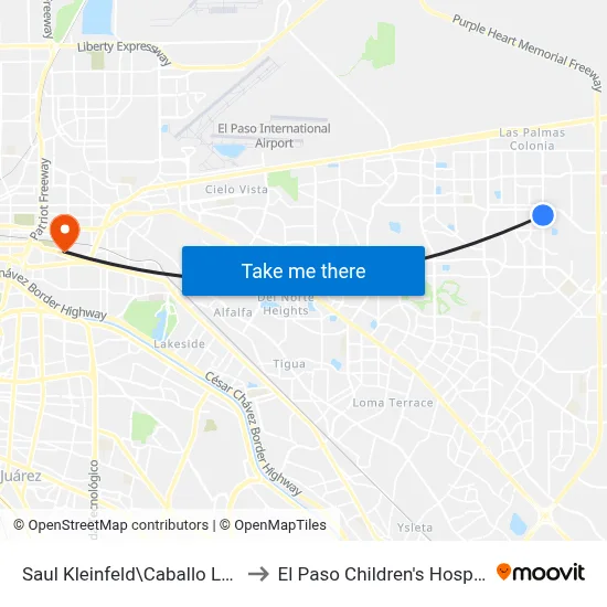 Saul Kleinfeld\Caballo Lake to El Paso Children's Hospital map