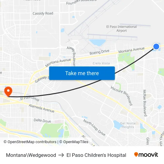 Montana\Wedgewood to El Paso Children's Hospital map