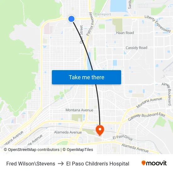 Fred Wilson\Stevens to El Paso Children's Hospital map