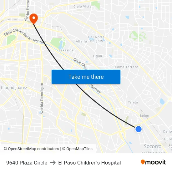 9640 Plaza Circle to El Paso Children's Hospital map