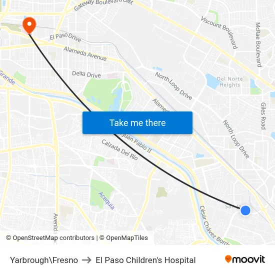 Yarbrough\Fresno to El Paso Children's Hospital map