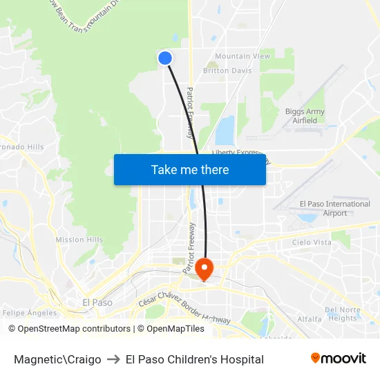 Magnetic\Craigo to El Paso Children's Hospital map