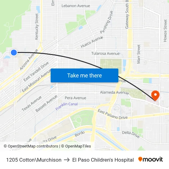 1205 Cotton\Murchison to El Paso Children's Hospital map