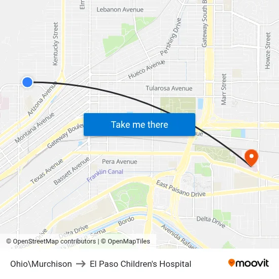 Ohio\Murchison to El Paso Children's Hospital map