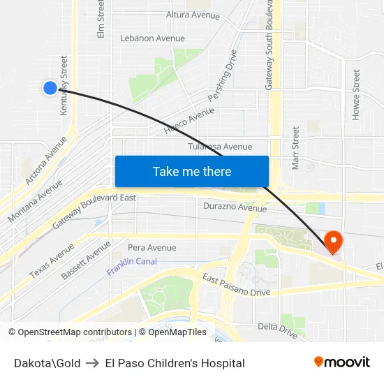 Dakota\Gold to El Paso Children's Hospital map