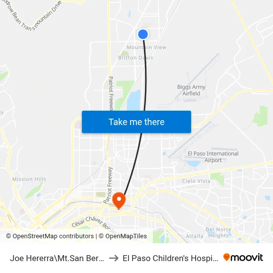 Joe Hererra\Mt.San Berdu to El Paso Children's Hospital map