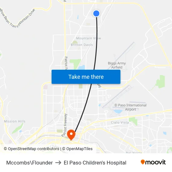 Mccombs\Flounder to El Paso Children's Hospital map