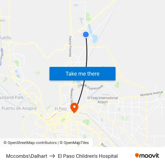 Mccombs\Dalhart to El Paso Children's Hospital map