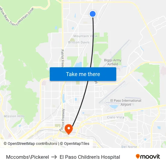 Mccombs\Pickerel to El Paso Children's Hospital map