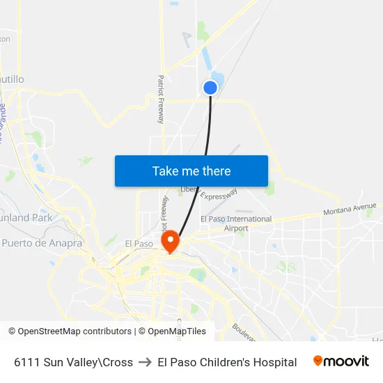 6111 Sun Valley\Cross to El Paso Children's Hospital map