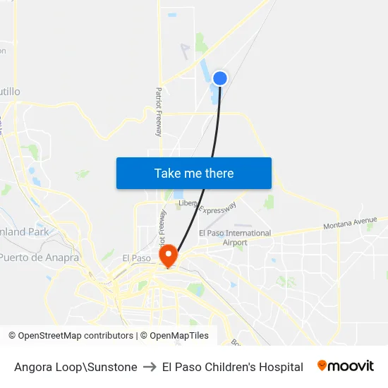 Angora Loop\Sunstone to El Paso Children's Hospital map