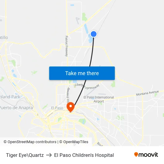 Tiger Eye\Quartz to El Paso Children's Hospital map