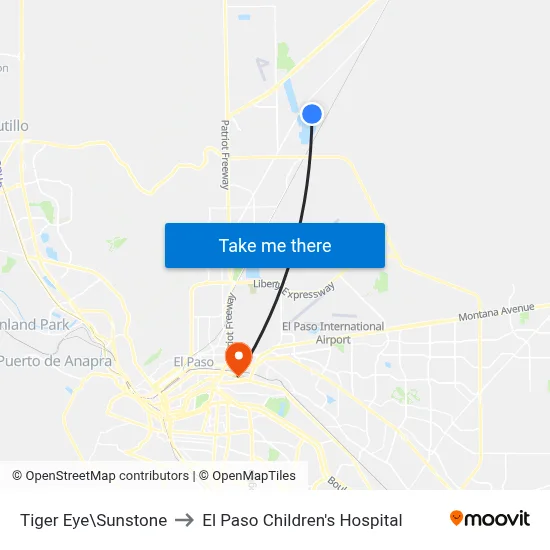 Tiger Eye\Sunstone to El Paso Children's Hospital map