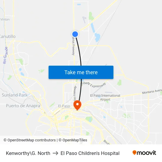 Kenworthy\G. North to El Paso Children's Hospital map