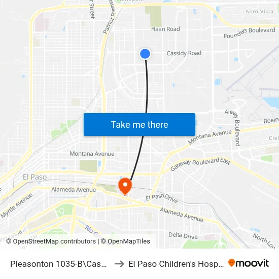 Pleasonton 1035-B\Cassidy to El Paso Children's Hospital map