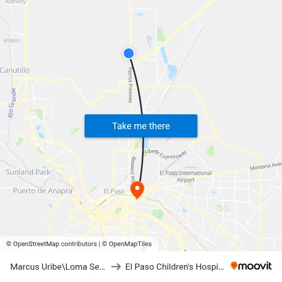 Marcus Uribe\Loma Seca to El Paso Children's Hospital map