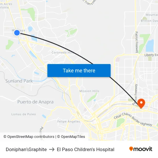 Doniphan\Graphite to El Paso Children's Hospital map