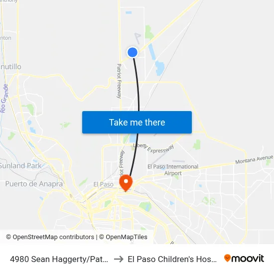 4980 Sean Haggerty/Pat/Pal to El Paso Children's Hospital map