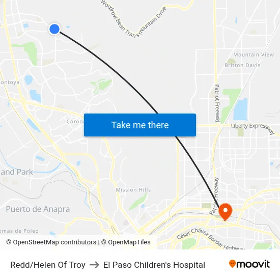 Redd/Helen Of Troy to El Paso Children's Hospital map