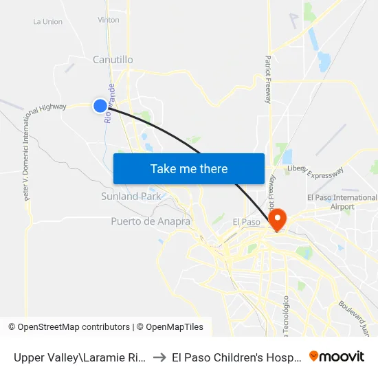 Upper Valley\Laramie River to El Paso Children's Hospital map