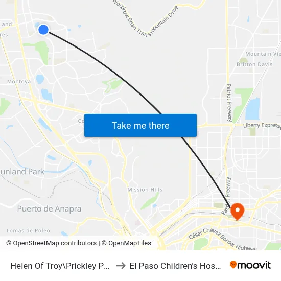 Helen Of Troy\Prickley Pearl to El Paso Children's Hospital map