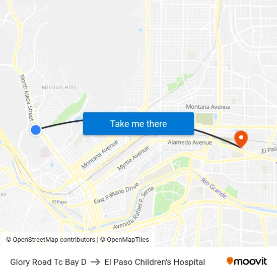 Glory Road Tc Bay D to El Paso Children's Hospital map