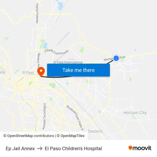 Ep Jail Annex to El Paso Children's Hospital map