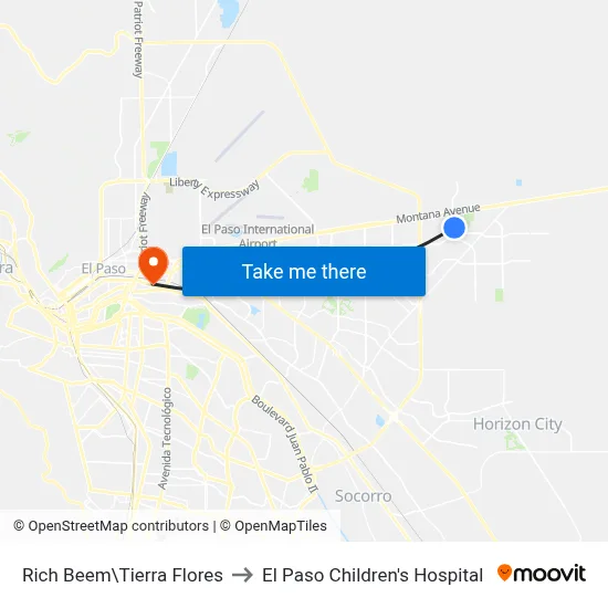 Rich Beem\Tierra Flores to El Paso Children's Hospital map