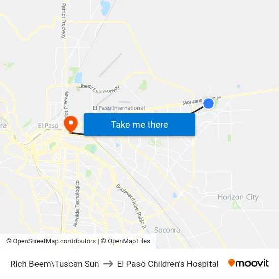 Rich Beem\Tuscan Sun to El Paso Children's Hospital map
