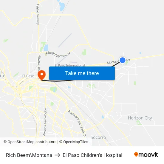 Rich Beem\Montana to El Paso Children's Hospital map