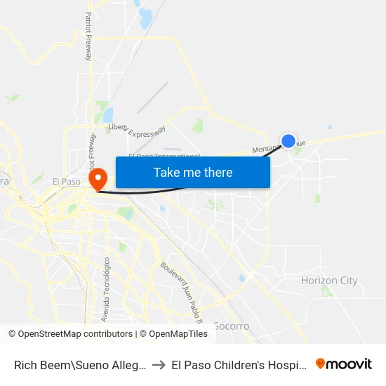Rich Beem\Sueno Allegre to El Paso Children's Hospital map