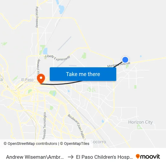 Andrew Wiseman\Ambrose to El Paso Children's Hospital map