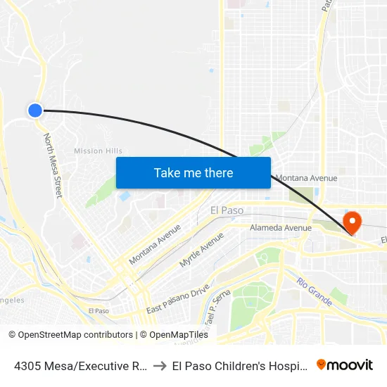 4305 Mesa/Executive Rts to El Paso Children's Hospital map