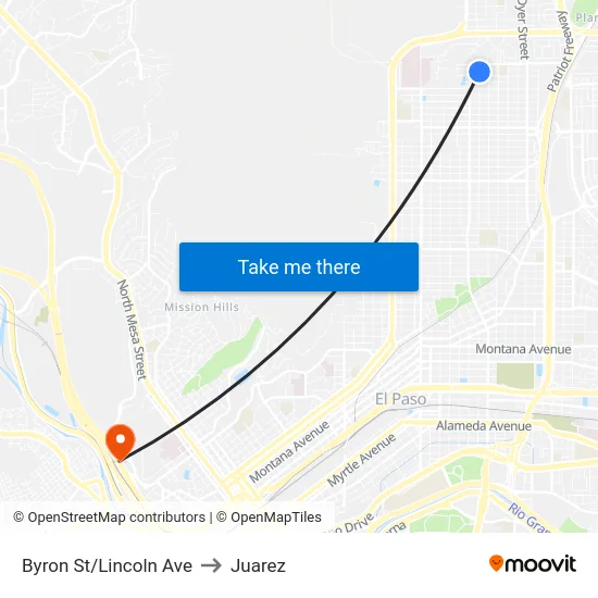 Byron St/Lincoln Ave to Juarez map