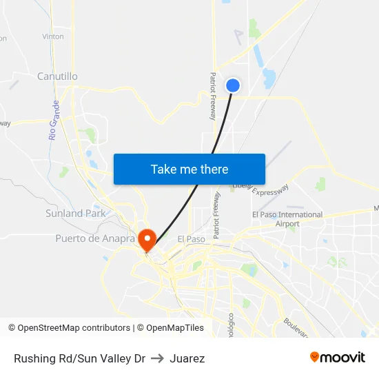 Rushing Rd/Sun Valley Dr to Juarez map