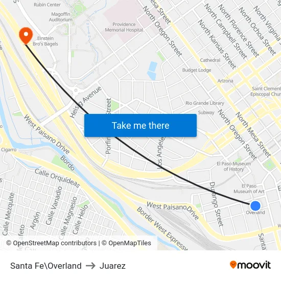 Santa Fe\Overland to Juarez map