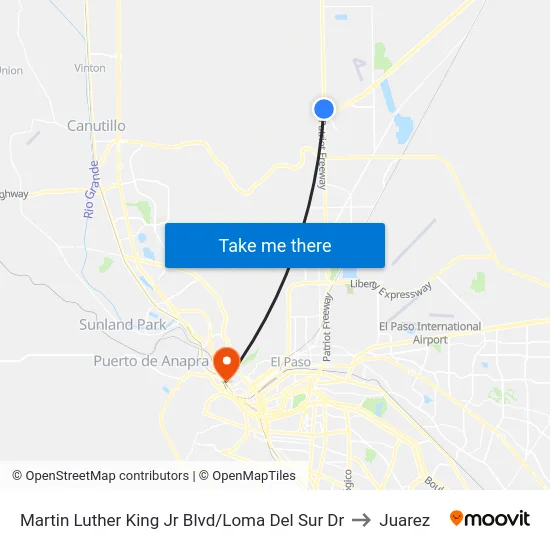Martin Luther King Jr Blvd/Loma Del Sur Dr to Juarez map
