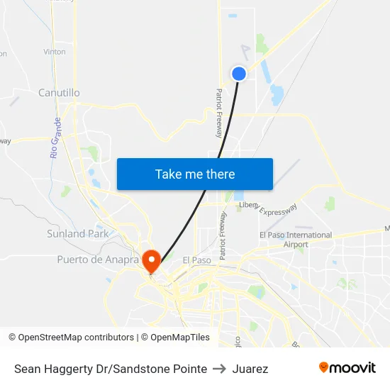 Sean Haggerty Dr/Sandstone Pointe to Juarez map