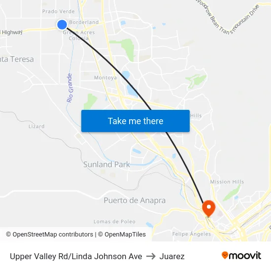 Upper Valley Rd/Linda Johnson Ave to Juarez map